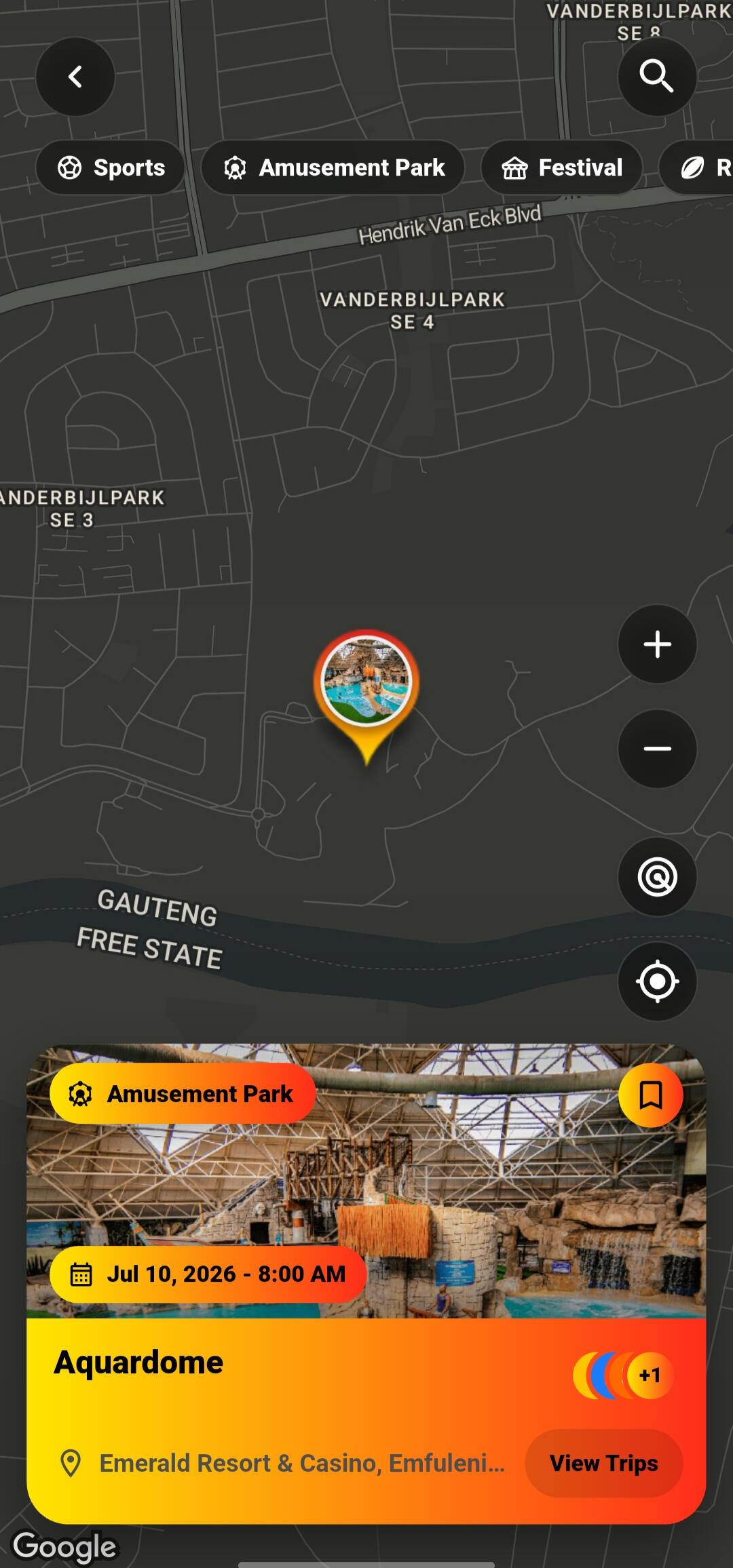 FanPool map screen