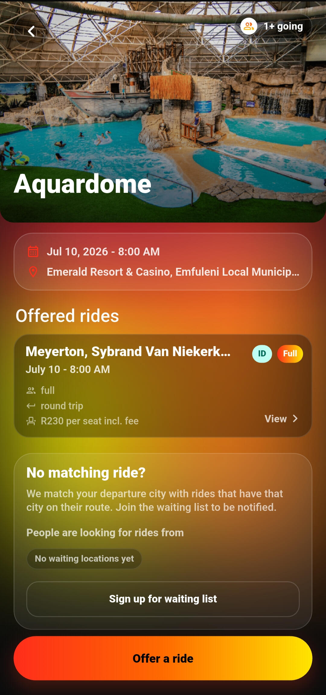 FanPool event details screen